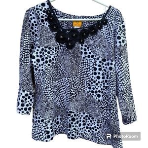 💥FREE WITH PURCHASE Ruby Road Black and White 3/4 Sleeve Top Size Large